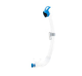 Snorkel with blue and black mouthpiece on a white background
