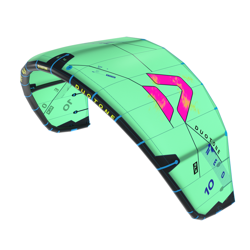 Duotone neo sls 2026 top side view full canopy with trinity tx fabric and leading edge- green and pink