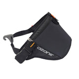 side view of ozone waist stash belt for parawing in black with orange accents