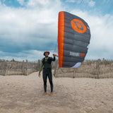 Top view of ozone pocket rocket v2 as person flies it on beach